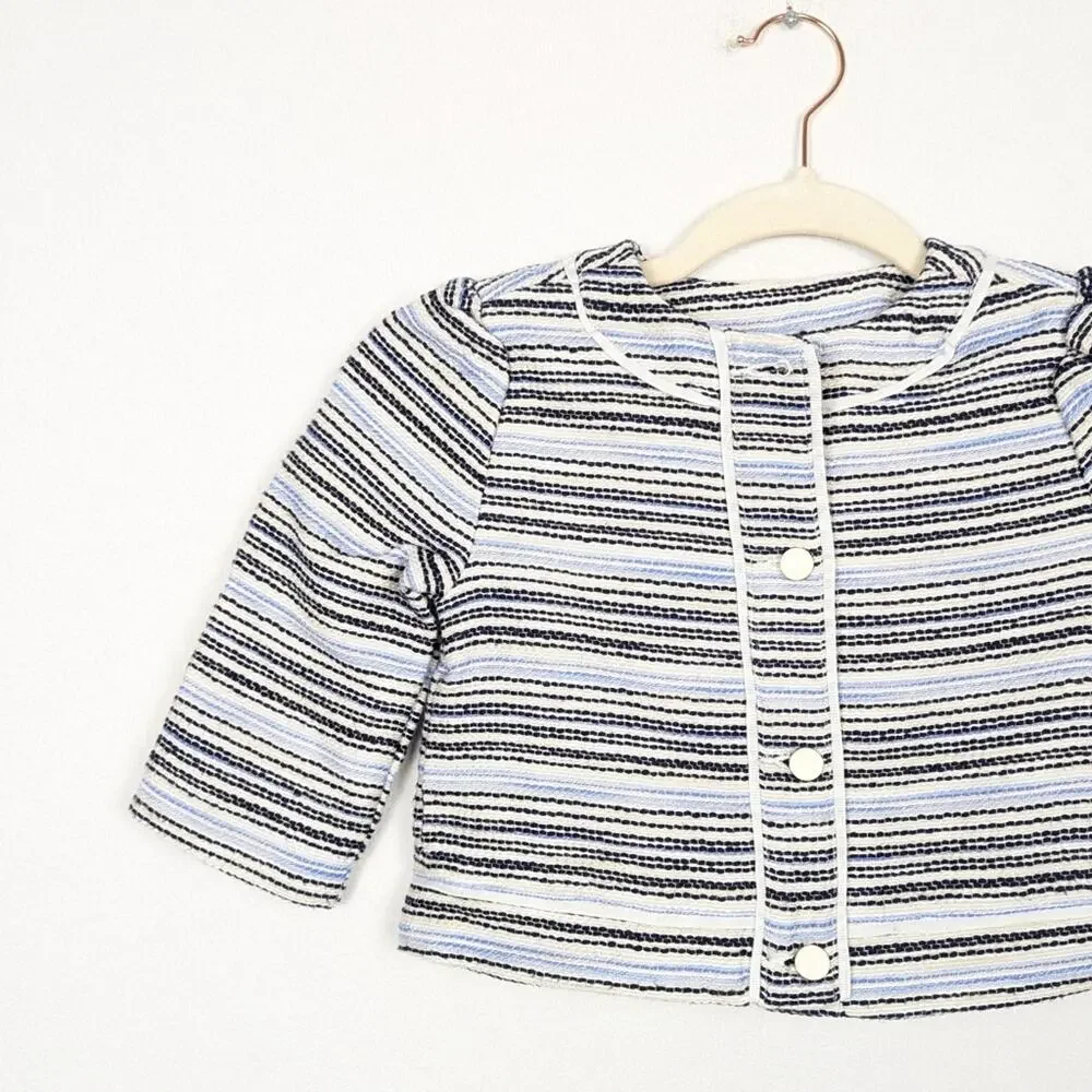 NWT Janie and Jack Blue and White Striped Pearl Snap Jacket Size 6
